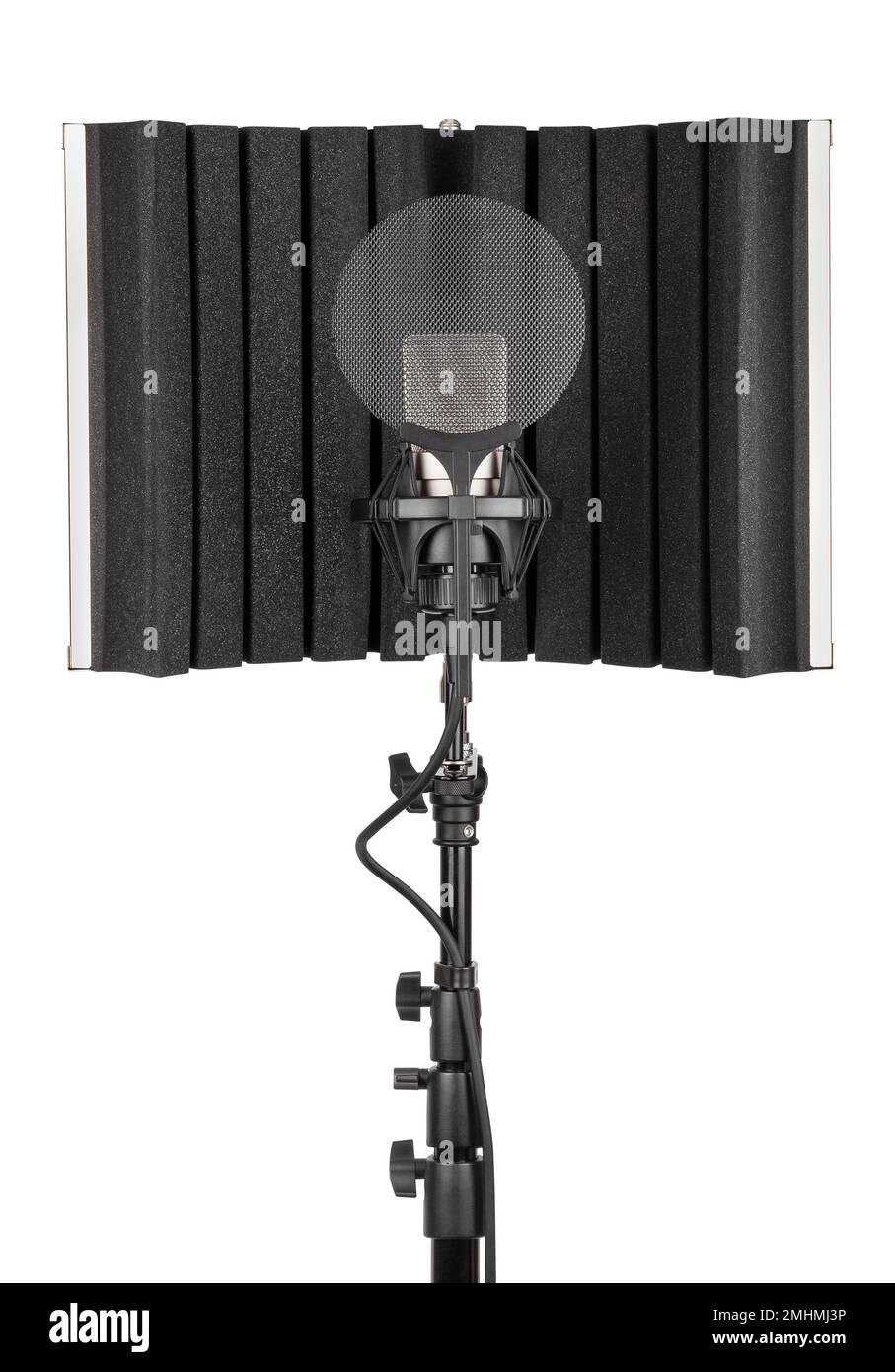 Schallabschirmung des Mikrofons auf weiß isoliert Stockfoto