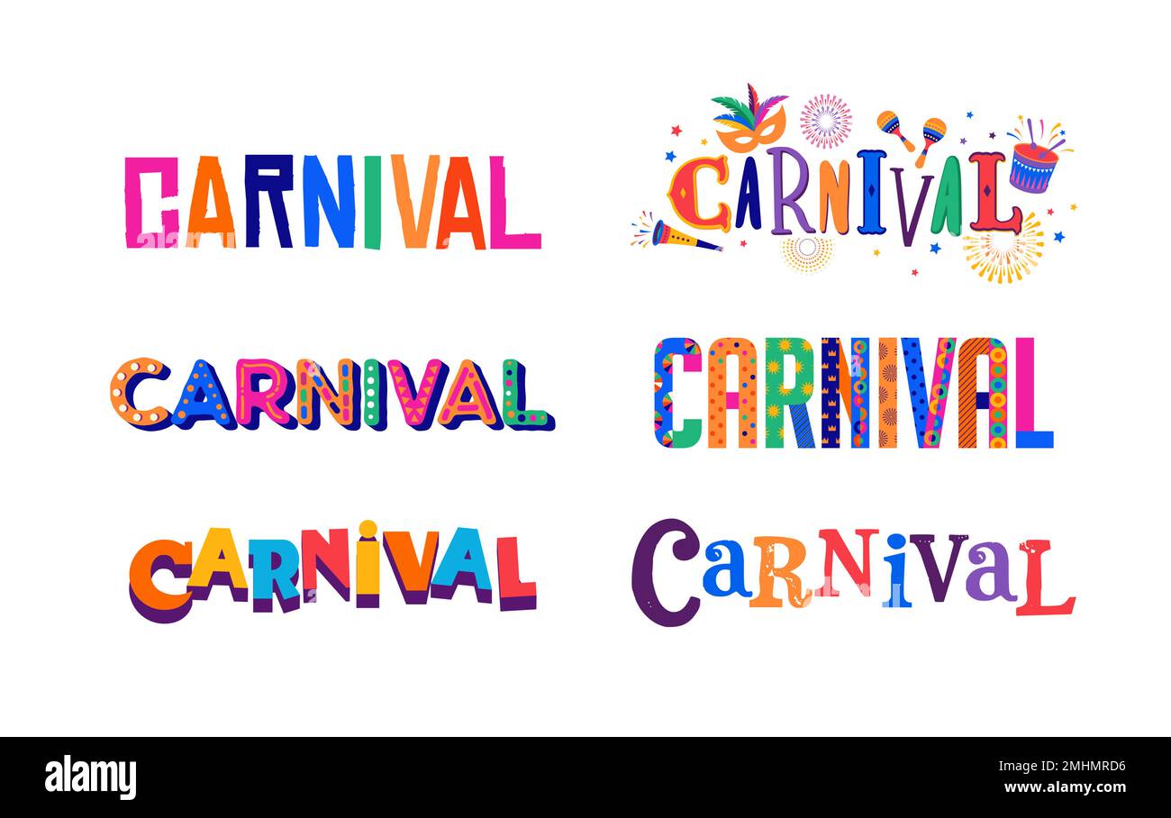 Farbenfrohes Design mit Karneval-Schriftzug Stock Vektor