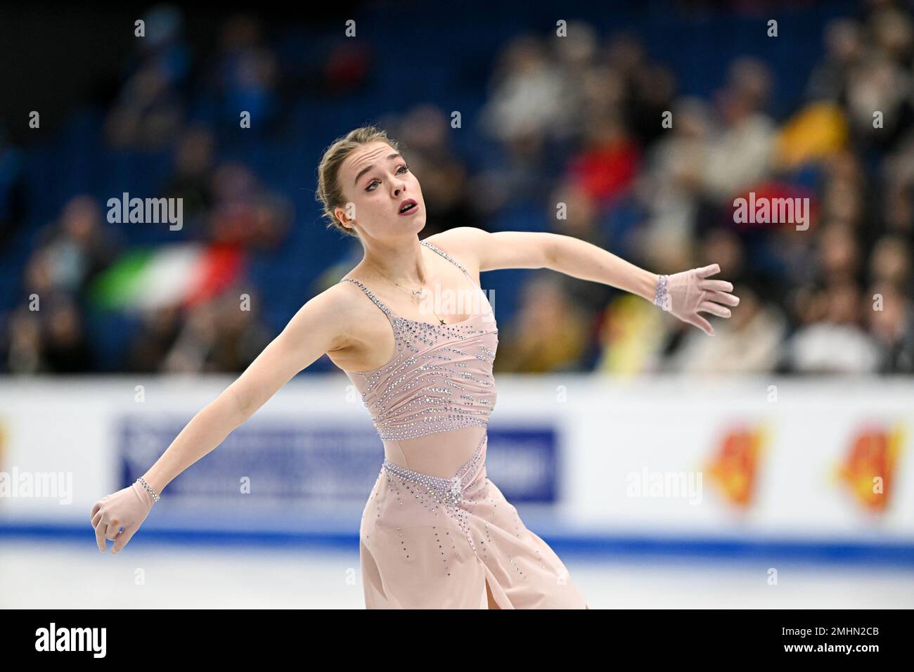 Anastasiia GUBANOVA (GEO), während des Women Short Program, bei der ISU European Figure Skating Championships 2023, in Espoo Metro Areena, am 26. Januar 2023 in Espoo, Finnland. Kredit: Raniero Corbelletti/AFLO/Alamy Live News Stockfoto