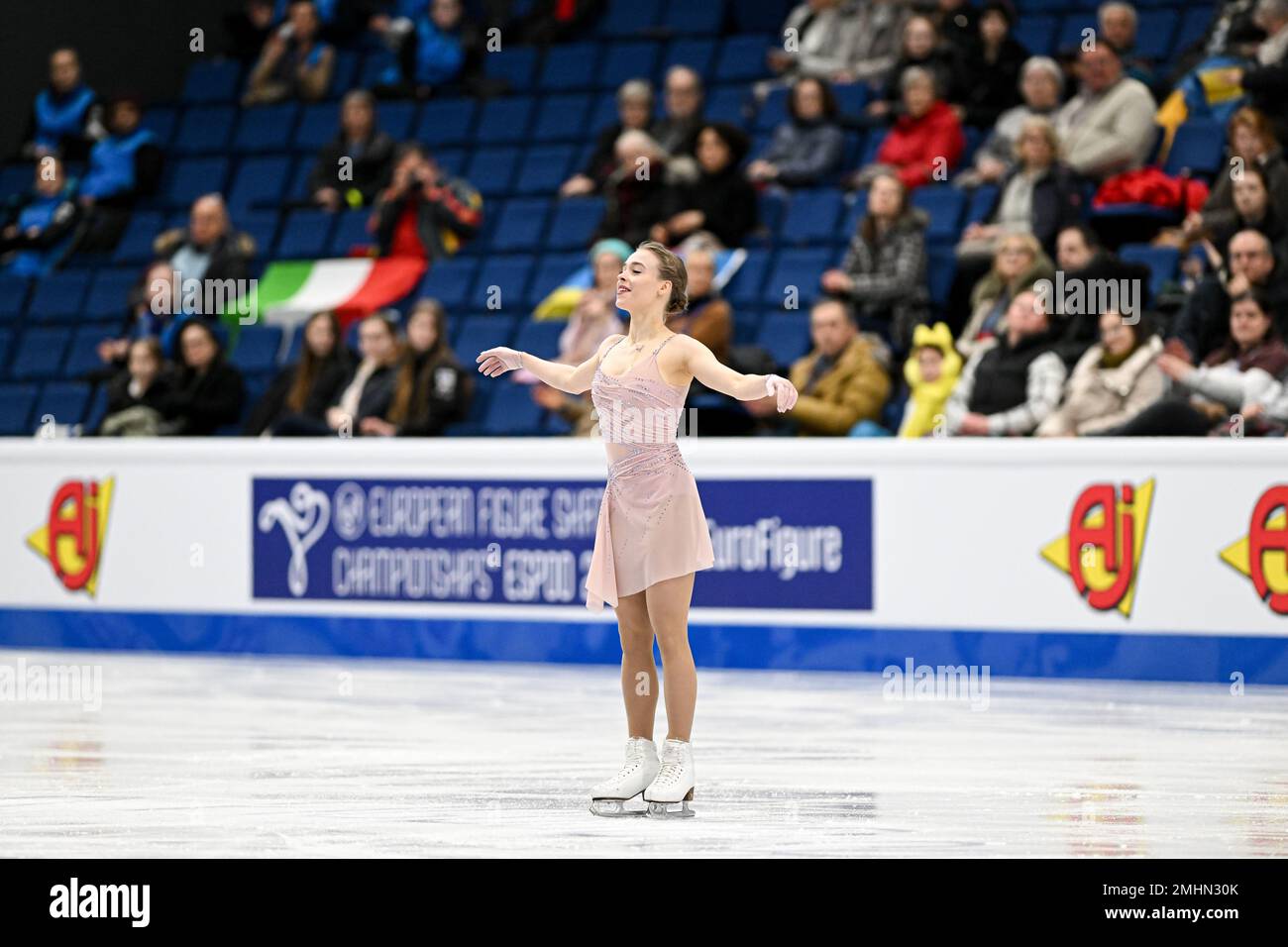 Anastasiia GUBANOVA (GEO), während des Women Short Program, bei der ISU European Figure Skating Championships 2023, in Espoo Metro Areena, am 26. Januar 2023 in Espoo, Finnland. Kredit: Raniero Corbelletti/AFLO/Alamy Live News Stockfoto