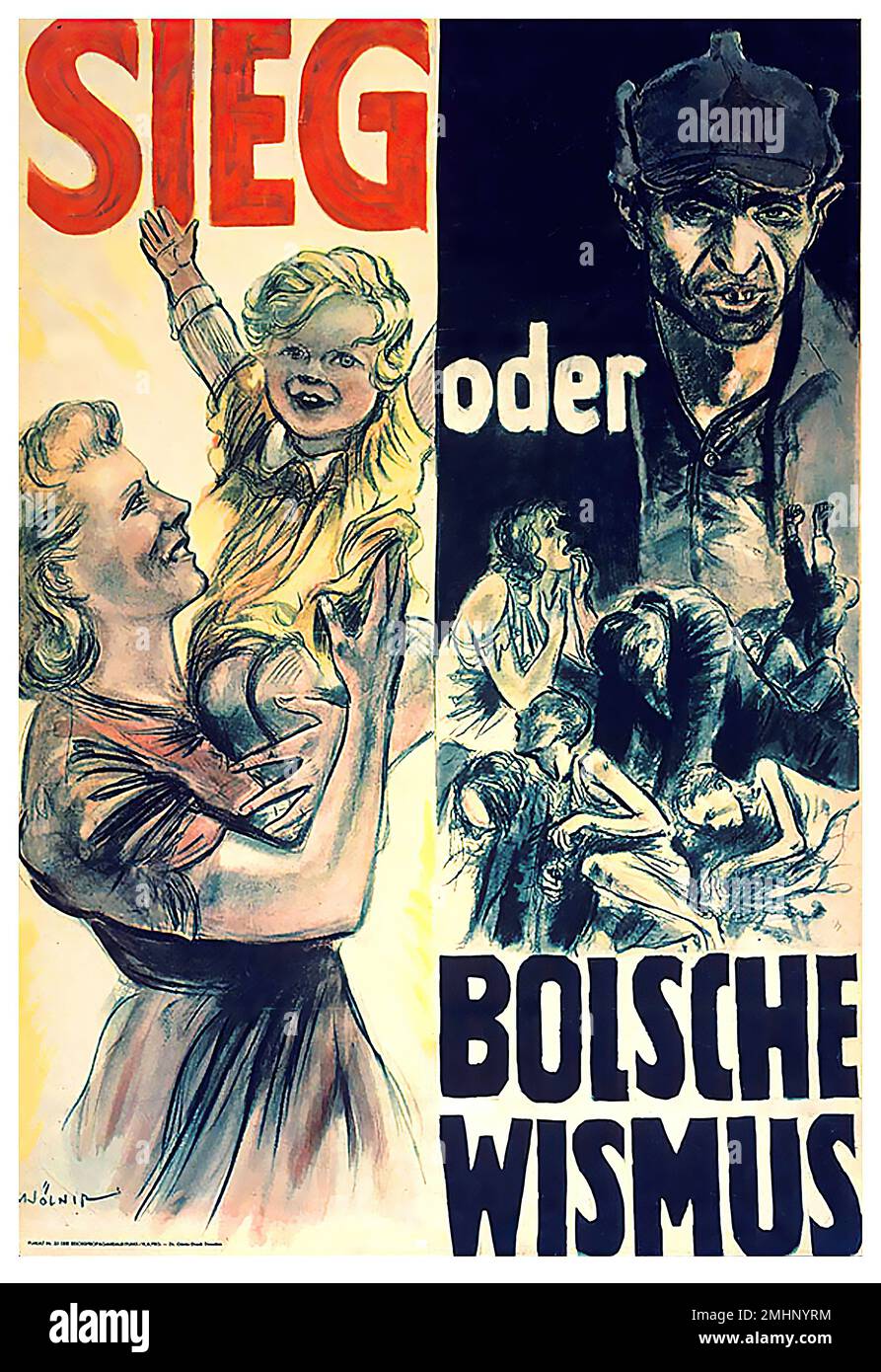 1943 Sieg oder Bolschewismus! (Deutsch WW2) - deutsches Nazi-Propaganda-Poster Stockfoto