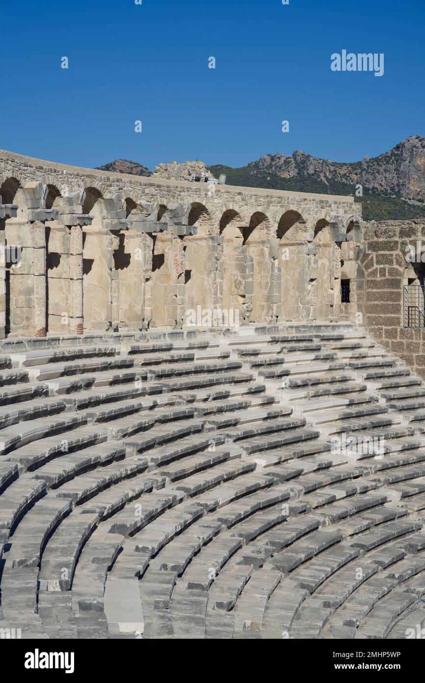 Foto der Ruinen von Aspendos in der Türkei Stockfoto