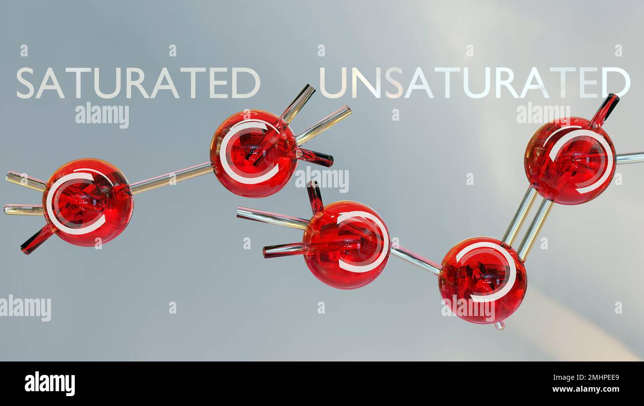 Gesättigte und ungesättigte Fettsäuren, Triglycerid, Triacylglycerin, Triacylglyceridlipid, Glycerin und 3-Fettsäuren, Körperfett beim Menschen, Struktur Stockfoto