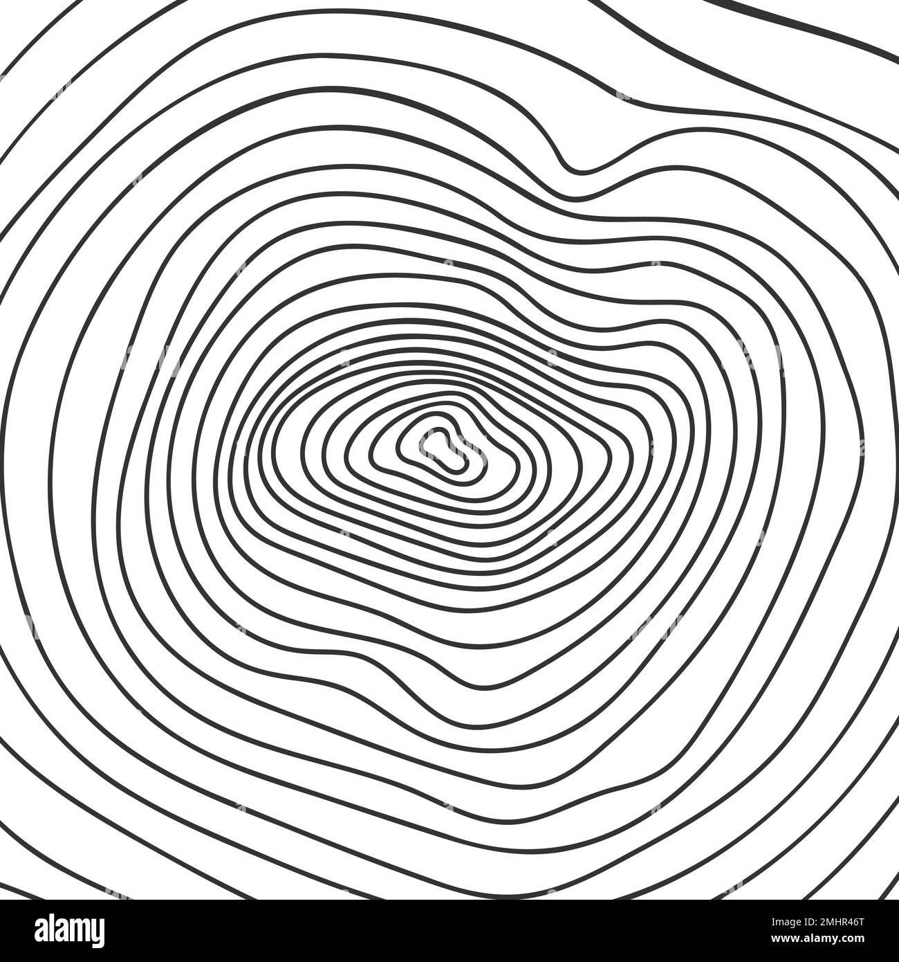 Hintergrund des Rumpfquerschnitts. Baumringe im Kritzelstil. Von Hand gezeichneter Stempel mit Holzstruktur isoliert auf weißem Hintergrund. Topografisches Designelement. Grafische Vektordarstellung Stock Vektor