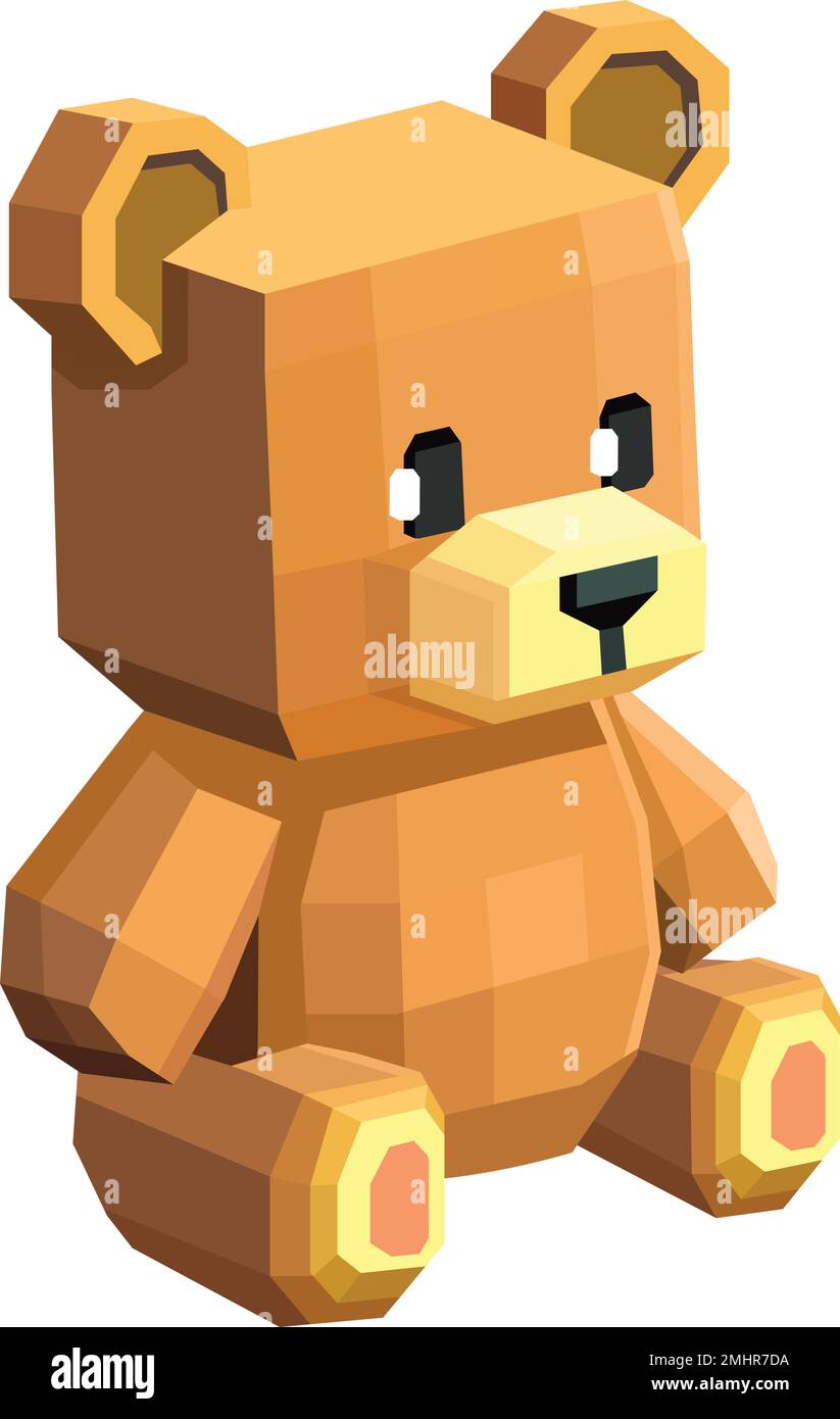 Vektor-Teddybär sitzt in einem niedrigen poly isometrischen 3D-Stil Stock Vektor