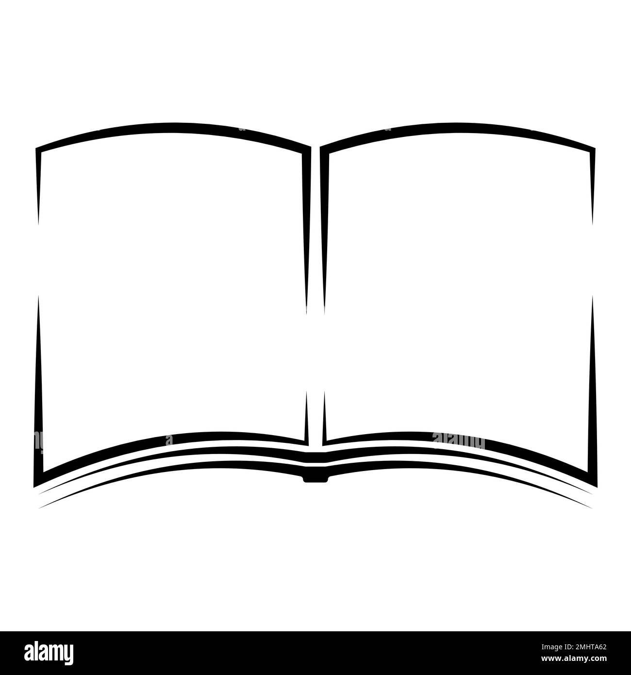 Offenes Buch, Ikone, dünnes Buch, schwarzes Wörterbuch-Design-Papier Stock Vektor