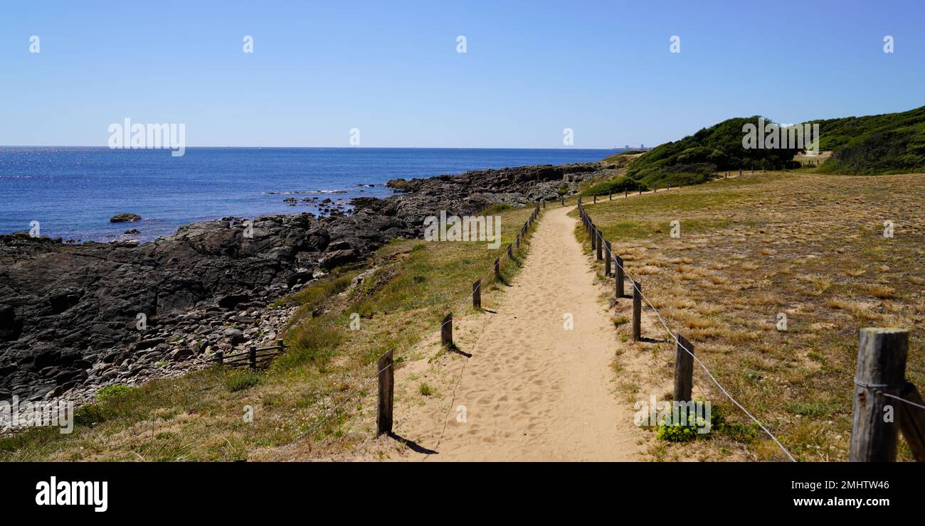 Zugang zum Strandmeer an der Vendee-Küste von Talmont-Saint-Hilaire Atlantik in frankreich Stockfoto