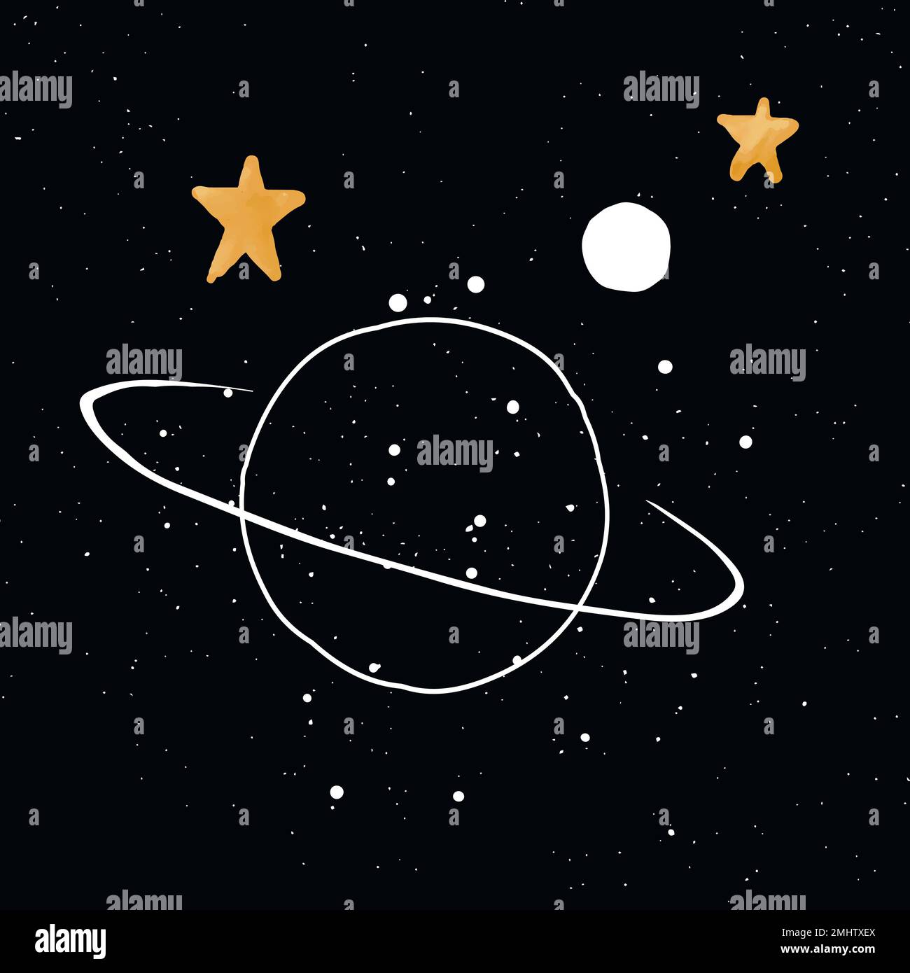 Saturn Illustration, niedliche Hand gezeichnet Aquarell Vektor Stock Vektor