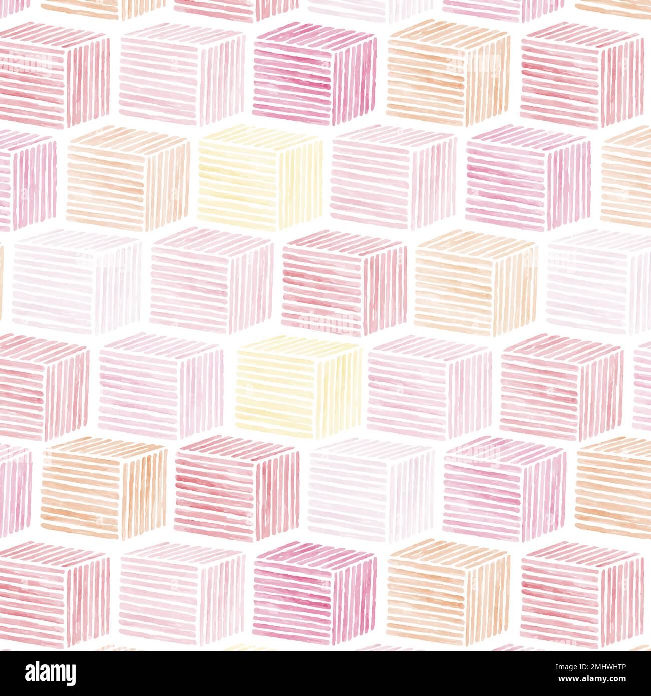 Rosa Aquarell kubisch gemusterten nahtlose Hintergrund Vektor Stock Vektor