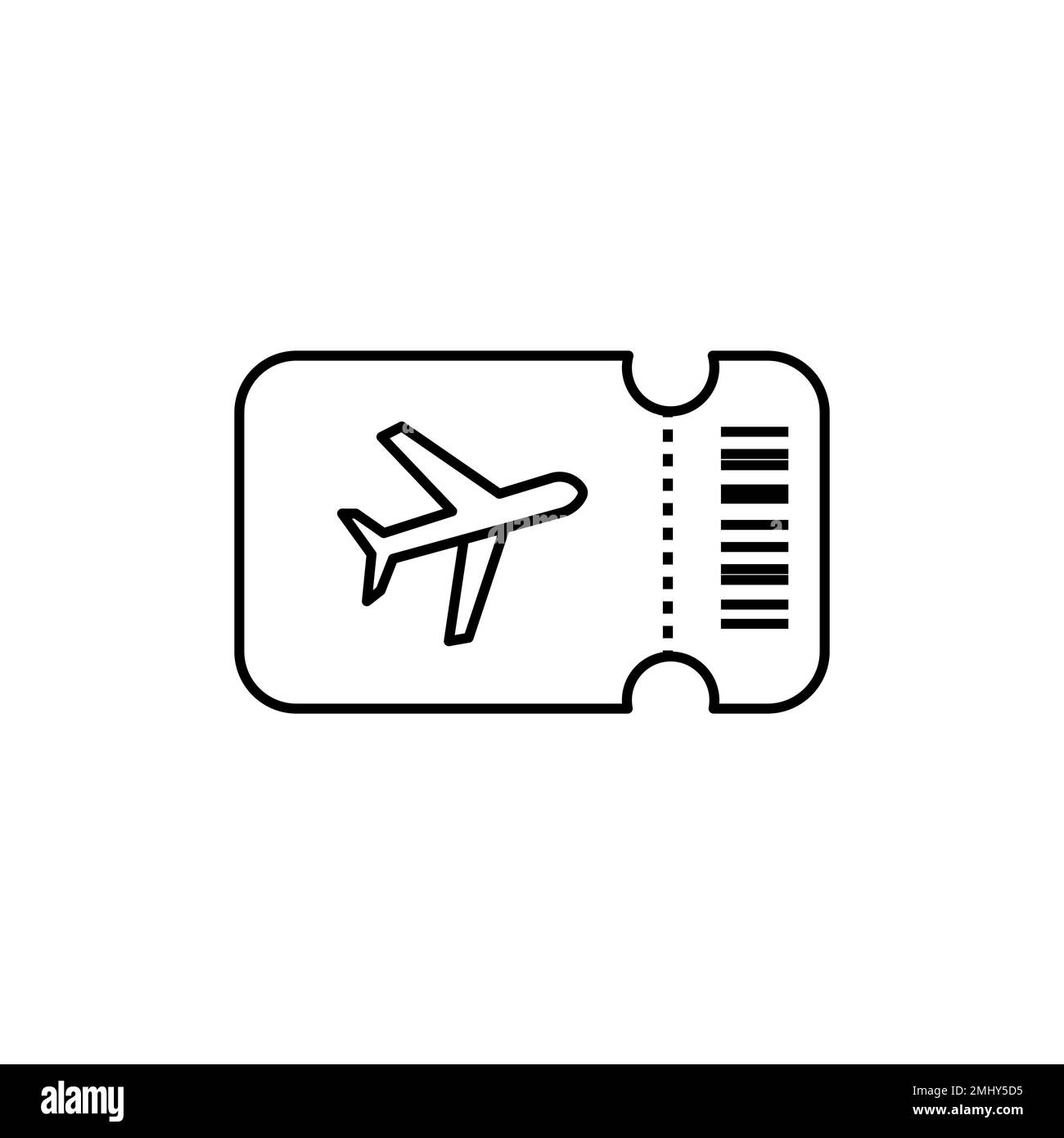 Symbol für Flugtickets für dünne Linien. Flach lineart-Stil, moderne Bordkarte id-Logo, Grafikdesign mit Strichzeichnung, isoliert auf weißem Hintergrund. Konzept von Stock Vektor