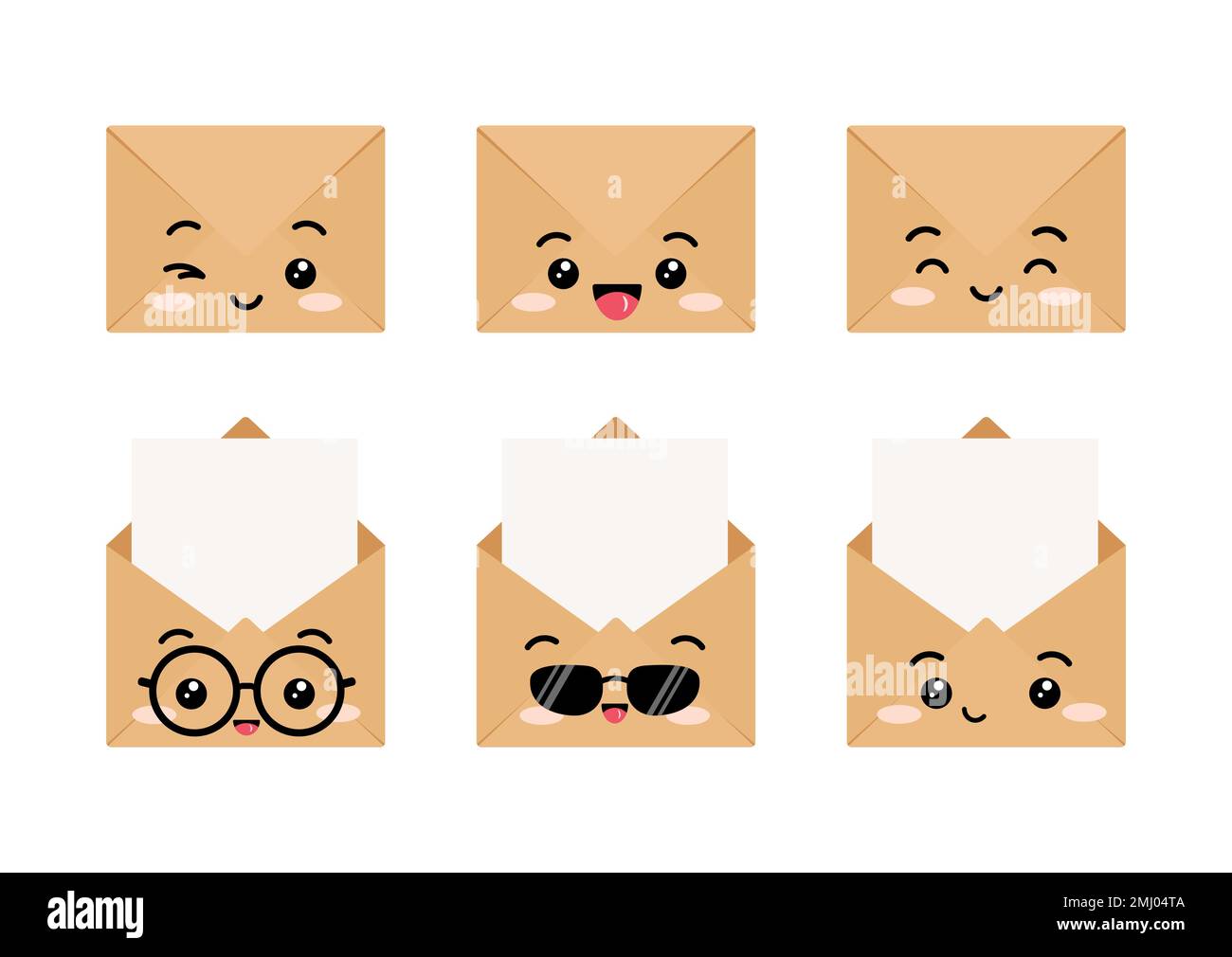 Niedliche Kraftumschläge mit „Letter Happy Charakters“-Vektor-Clip-Art-Kollektion. Stock Vektor