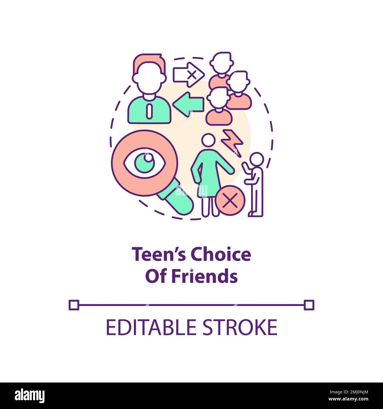Symbol für das Konzept „Teenager Choice of Friends“ Stock Vektor