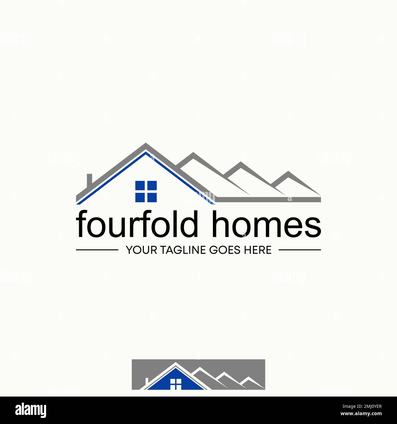 Einfache und einzigartige Formlinie vierfach faltbare Dachhäuser Bildgrafik Symbol Logo Design abstraktes Konzept Vektormaterial. Bezieht sich auf Eigentum oder Leben Stock Vektor