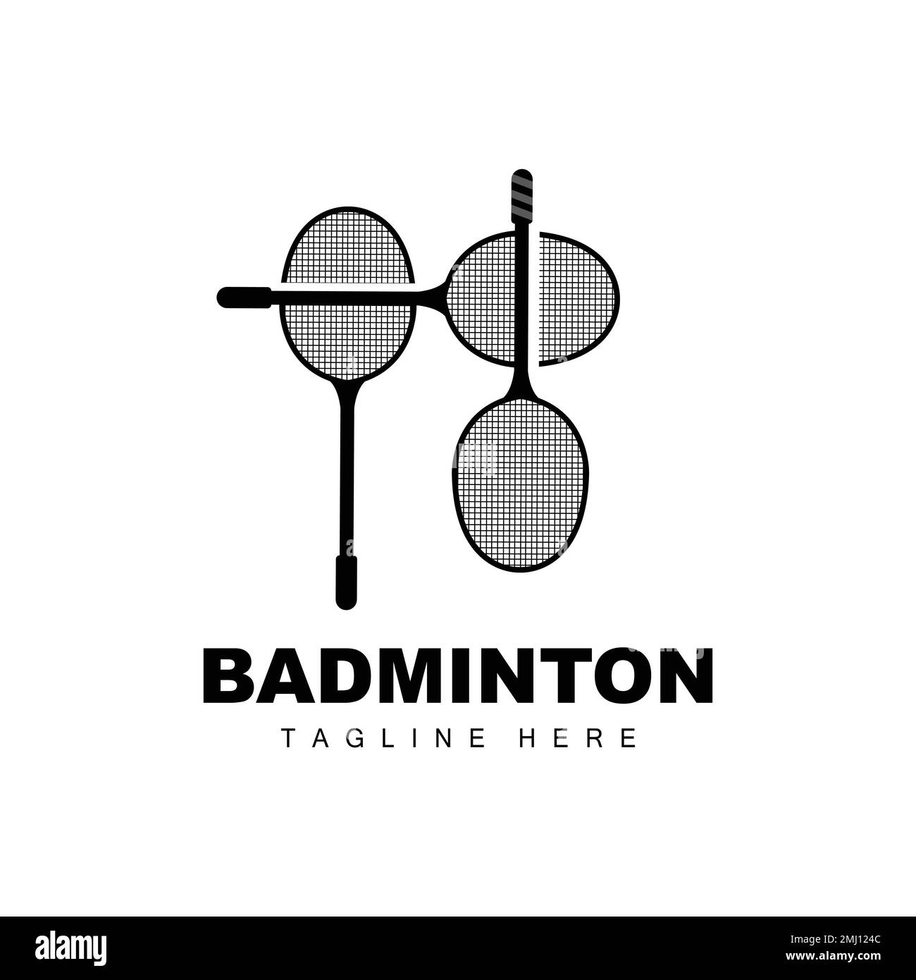 Badminton-Logo, Sport-Game-Vektor Mit Shuttlecock-Racket, Sport-Branch-Design, Vorlagensymbol Stock Vektor
