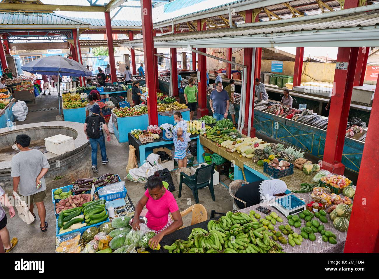 Sir Selwyn Clarke Market, Victoria, Mahé, Seychellen Stockfoto