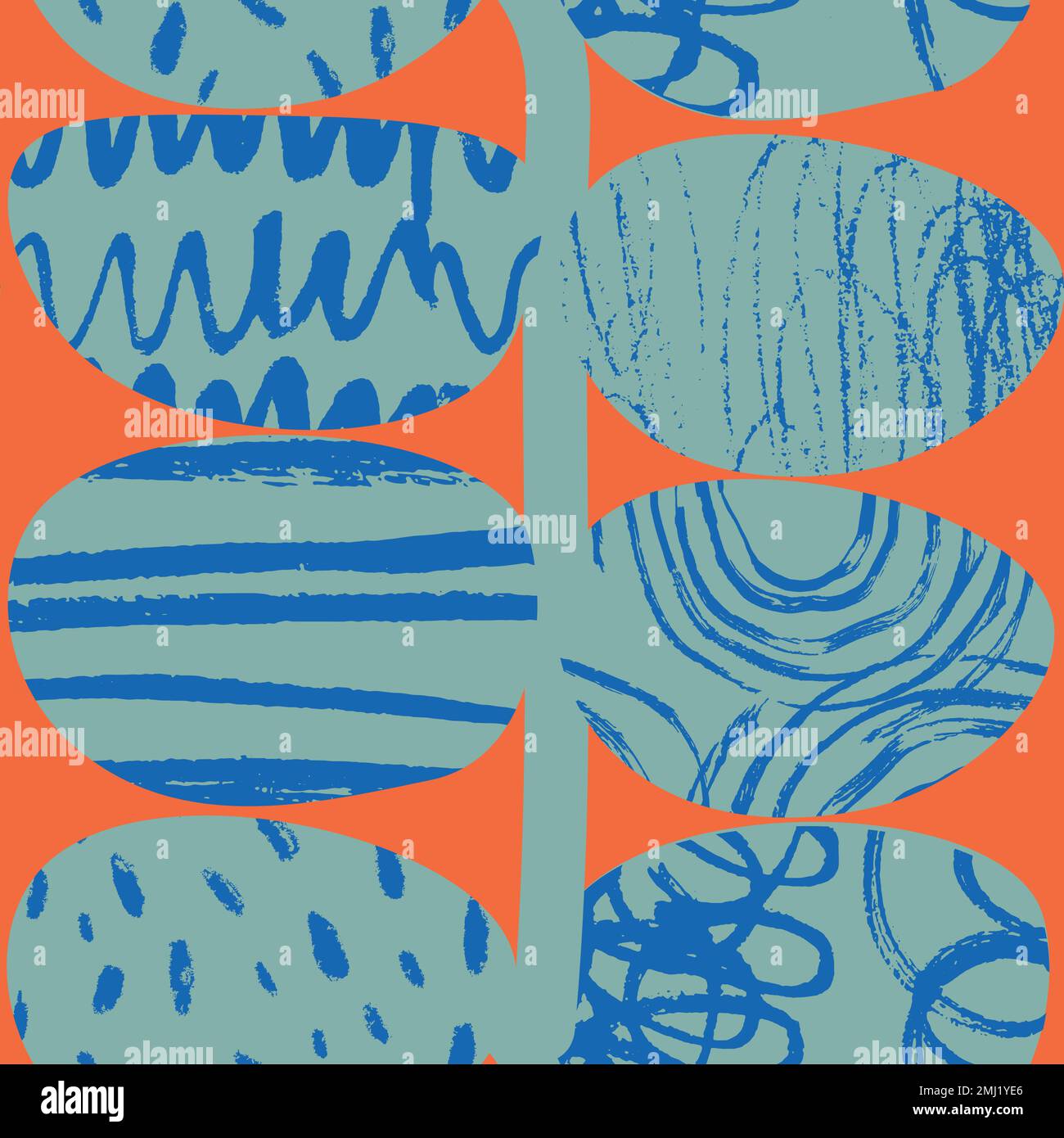 Verspielte künstlerische Kritzelpflanze nahtloses Vektormuster für Hintergründe und Verpackung. Stock Vektor