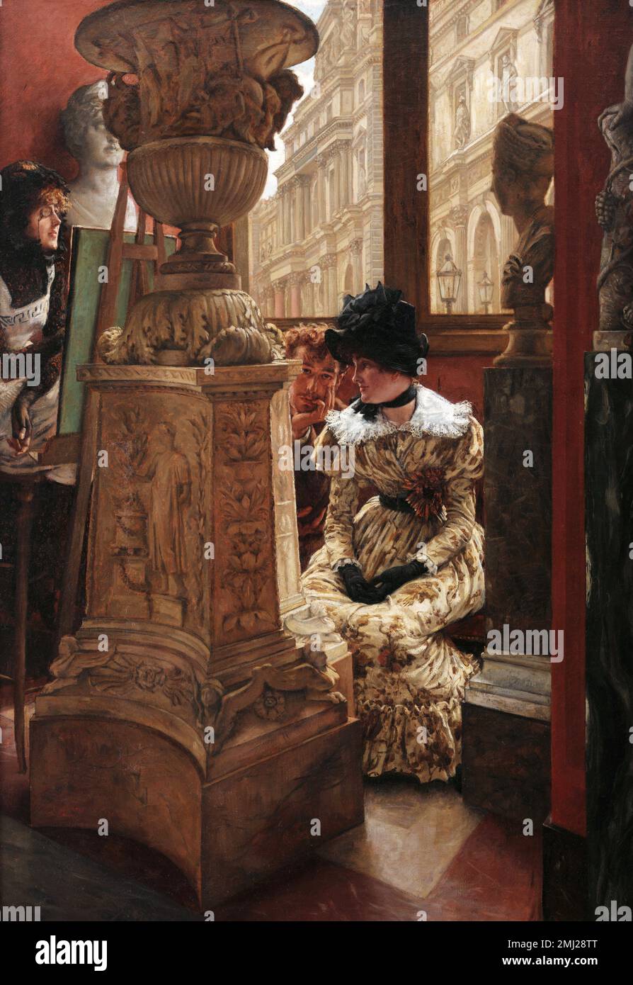 James Tissot. Gemälde mit dem Titel "im Louvre - "L'Esthetique" des französischen Künstlers Jacques Joseph Tissot (1836-1902), Öl auf Leinwand, c. 1883/5 Stockfoto