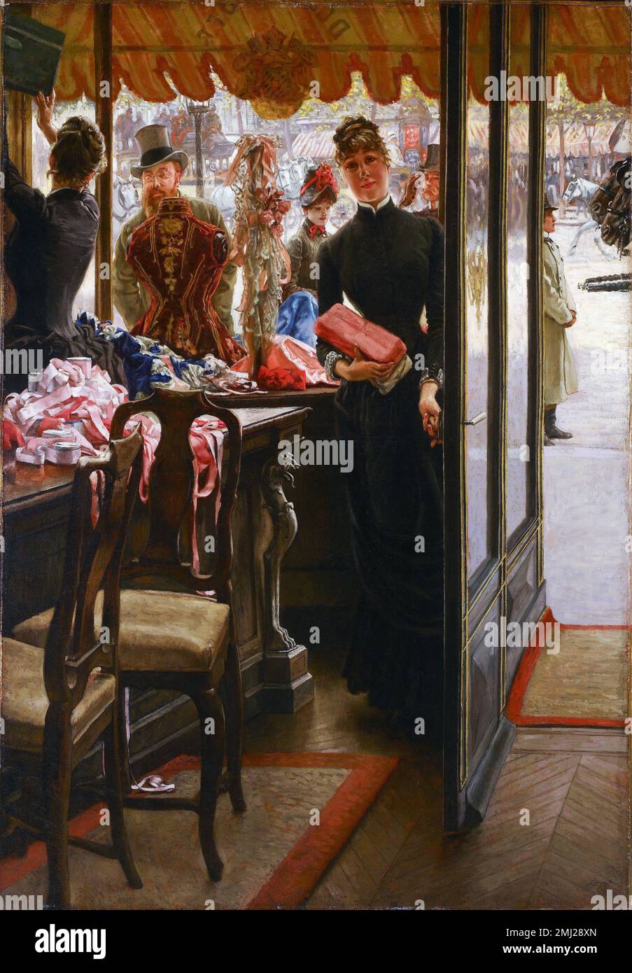 James Tissot. Gemälde mit dem Titel "La demoiselle de Magasin" des französischen Künstlers Jacques Joseph Tissot (1836-1902), Öl auf Leinwand, c. 1878-85 Stockfoto