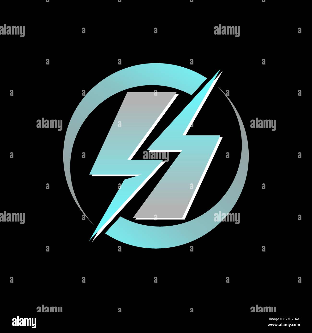 Einfache und einzigartige S-Schriftart in Buchstaben oder Wörtern mit 2-mm-Grafik auf der elektrischen Seite Logo-Design Abstraktes Konzept Vektormaterial in Bezug auf Anfangs- oder Stromversorgung Stock Vektor