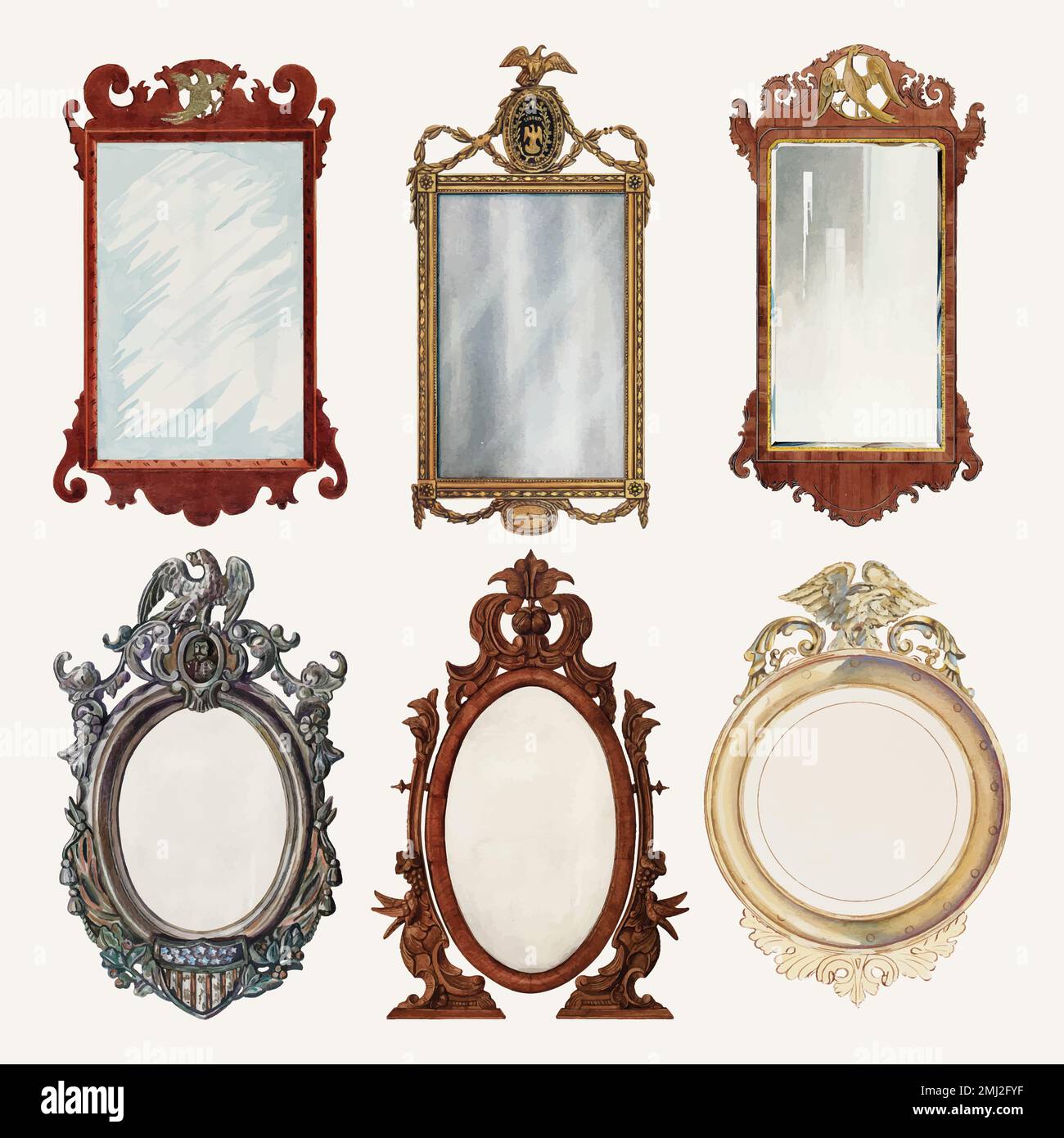 Antike Spiegel Vektor-Design-Element-Set, remixed aus Public Domain-Sammlung Stock Vektor