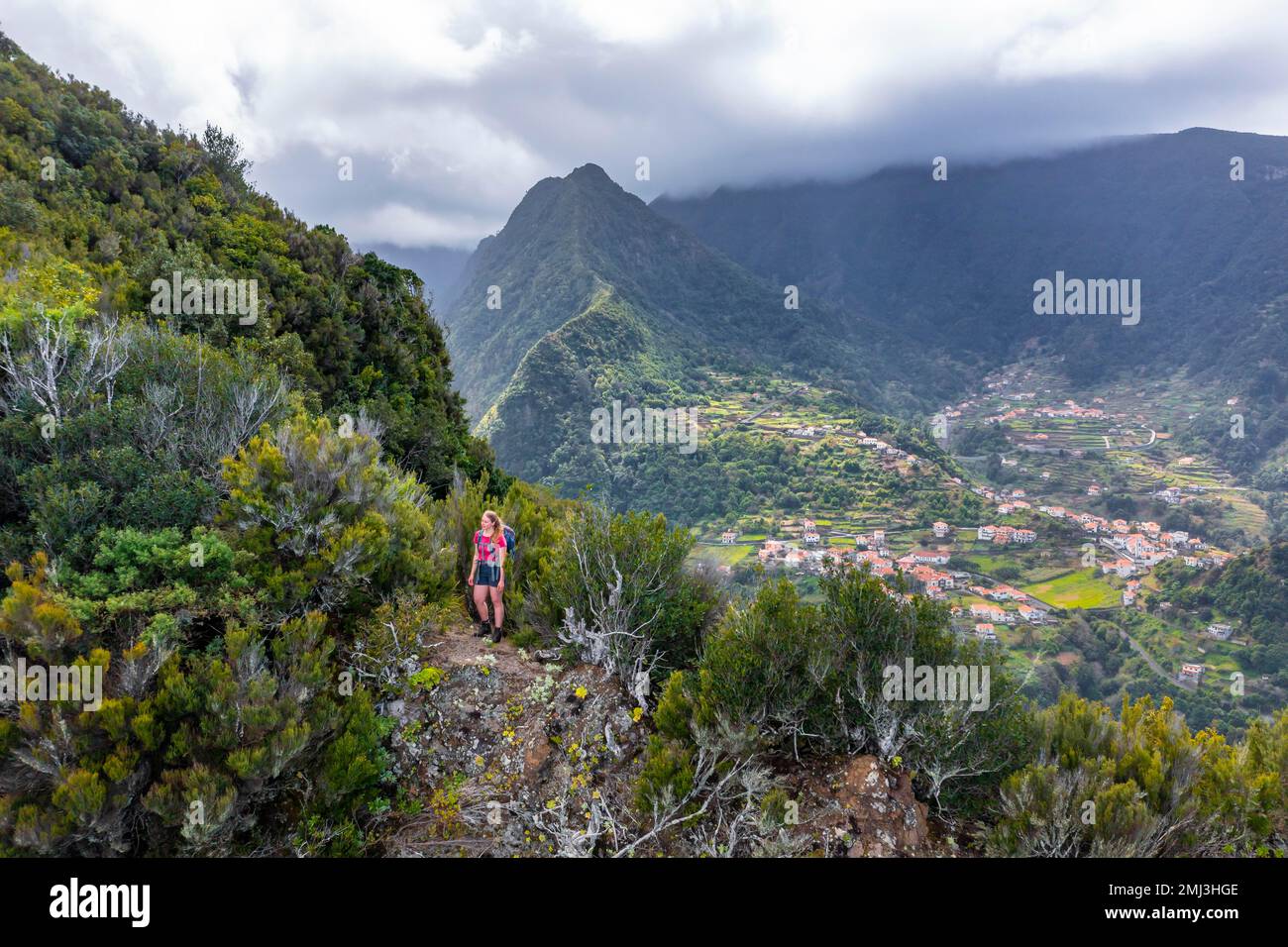 Wandern in den Bergen von Boaventura, Madeira, Portugal Stockfoto