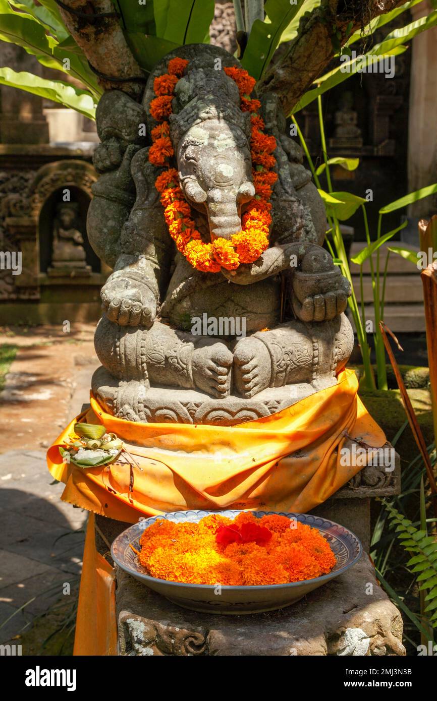 Statue Geschmueckte Ganesha, Dorf Ubud, Bali, Indonesien Stockfoto