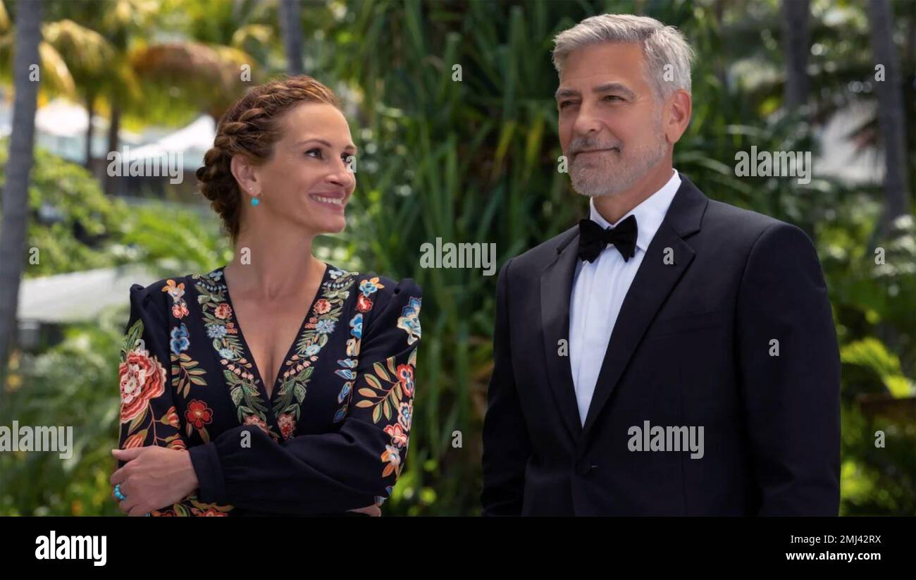 EINTRITTSKARTE FÜR DEN Film „PARADISE 2022 Universal Pictures“ mit George Clooney und Julia Roberts Stockfoto