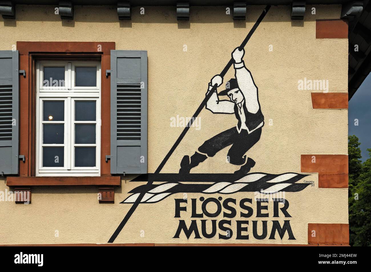 Floßmalerei im Raft Museum, Gengenbach Stockfoto