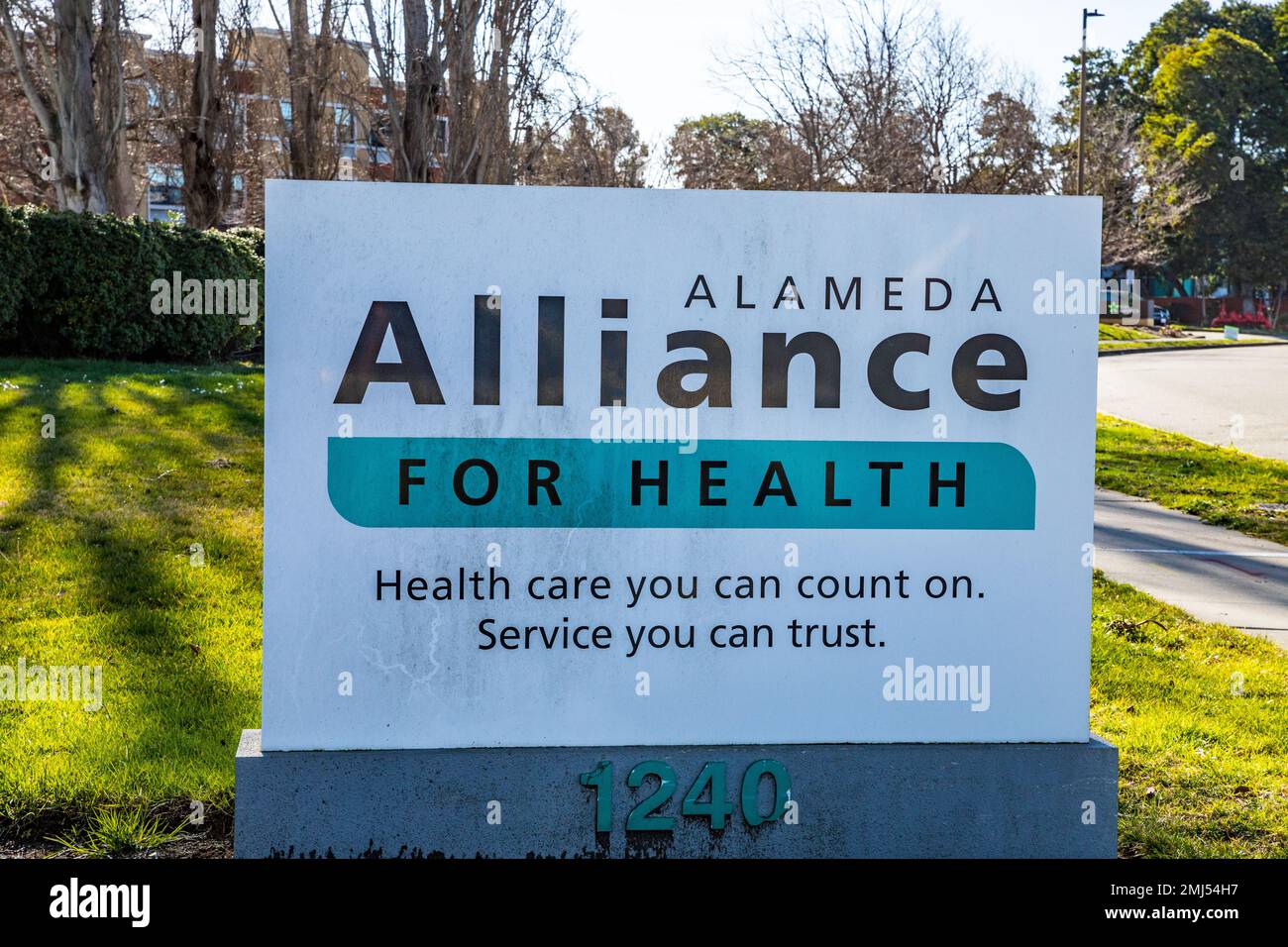 Alameda Alliance for Health in Alameda California USA, Ein Gesundheitsplan für Personen mit niedrigem Einkommen. Stockfoto
