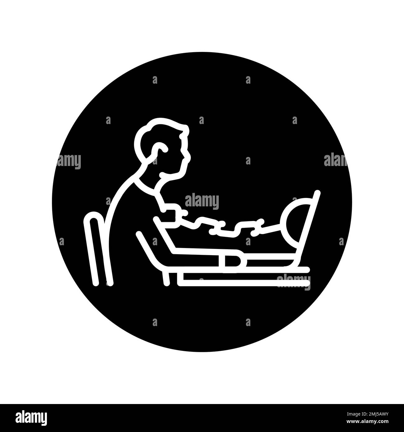 Computersucht?Farbliniensymbol. Piktogramm für Webseite. Stock Vektor