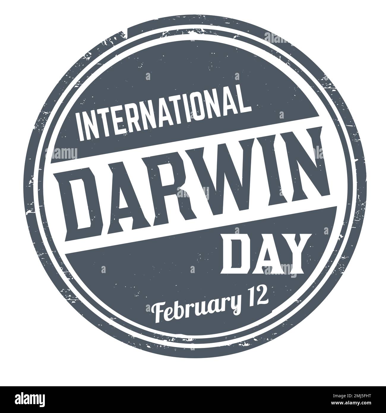 Internationaler Darwin Day Grunge-Gummistempel auf weißem Hintergrund, Vektordarstellung Stock Vektor