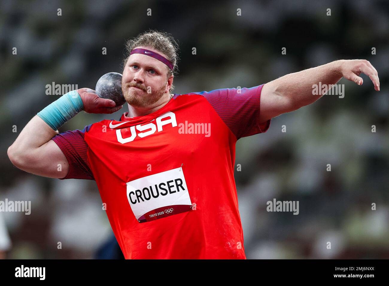 Ryan Crouser (USA) Olympiasieger im Männerfoto bei den Olympischen Sommerspielen 2020 (2021) in Tokio, Japan Stockfoto