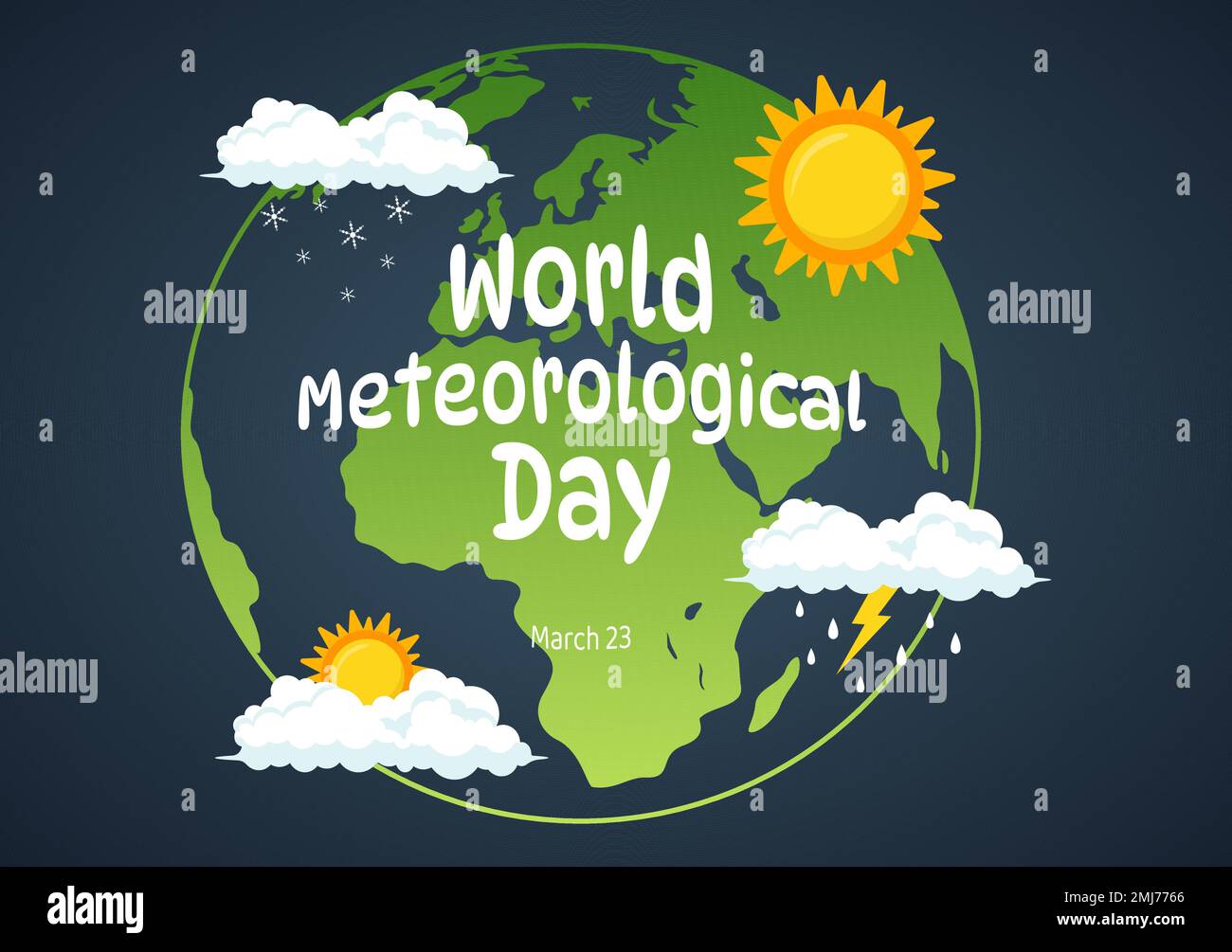 Illustration zum Weltmeteorologischen Tag mit Meteorologiewissenschaft und Wetterforschung in flachem Cartoon, handgezeichnet für Landing-Page-Vorlagen Stock Vektor