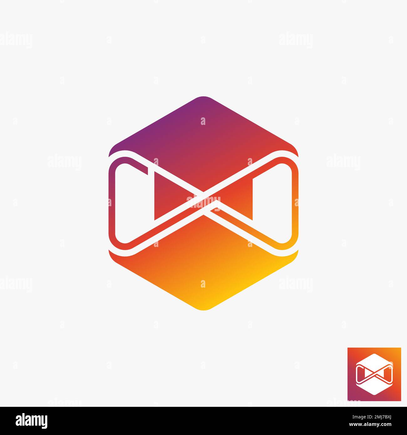 Einfache und einzigartige Meta- oder Unendlichkeitslinie auf sechseckigem Negativraumbild grafisches Symbol Logo Design abstraktes Konzept Vektor-Stock-Zeichen oder Technologie Stock Vektor