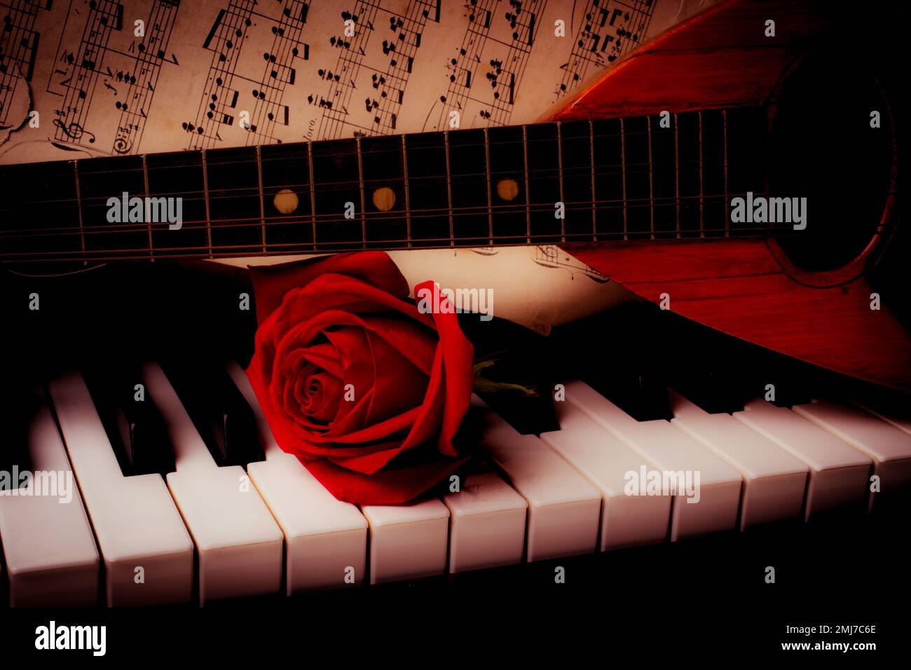 Mandoline Und Rose Stockfoto