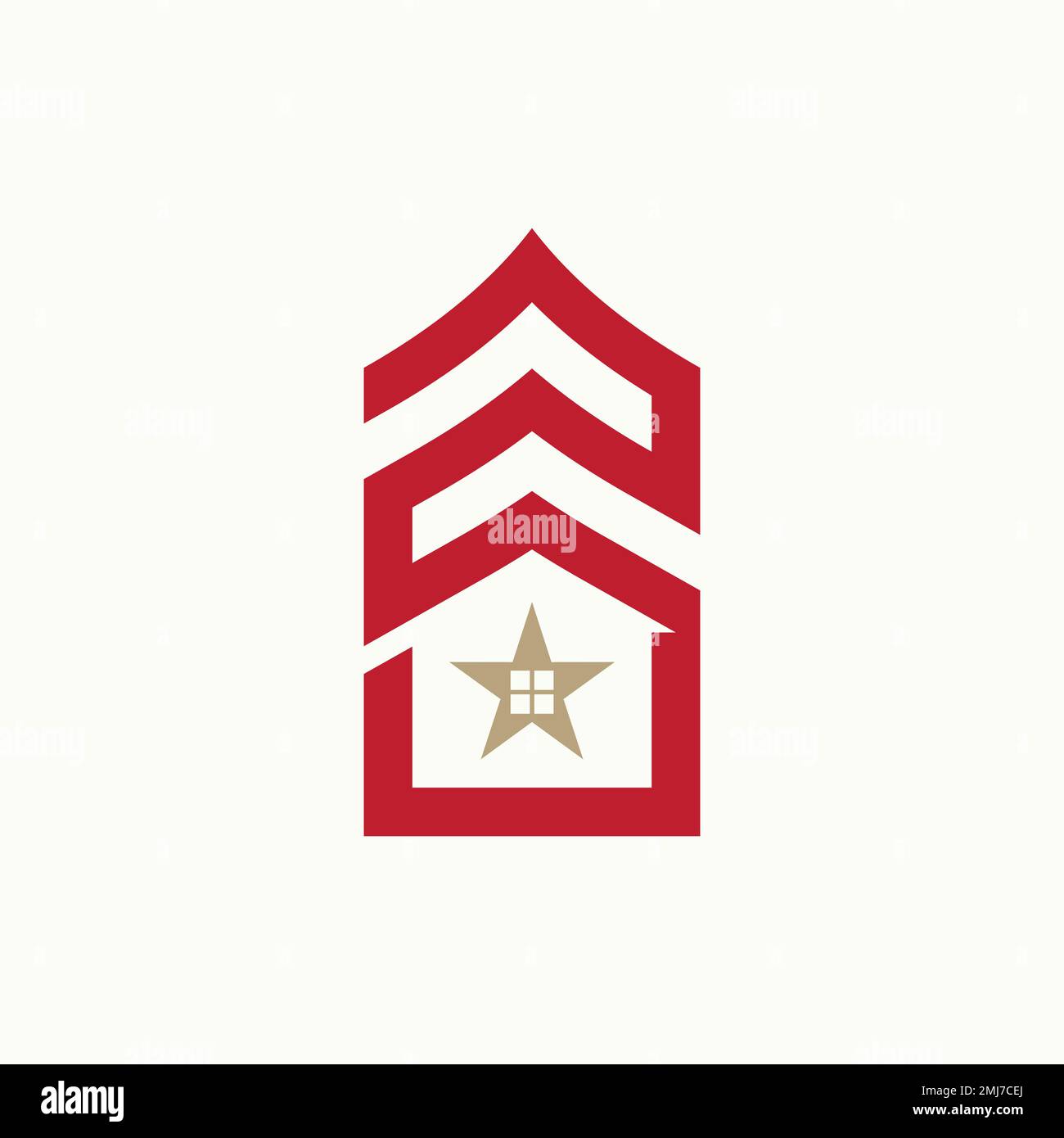 Einfaches und einzigartiges Armeeanwärterschild mit Haus- oder Dachhaus Bild grafisches Symbol Logo Design abstraktes Konzept Aktienbesitz oder Pension Stock Vektor