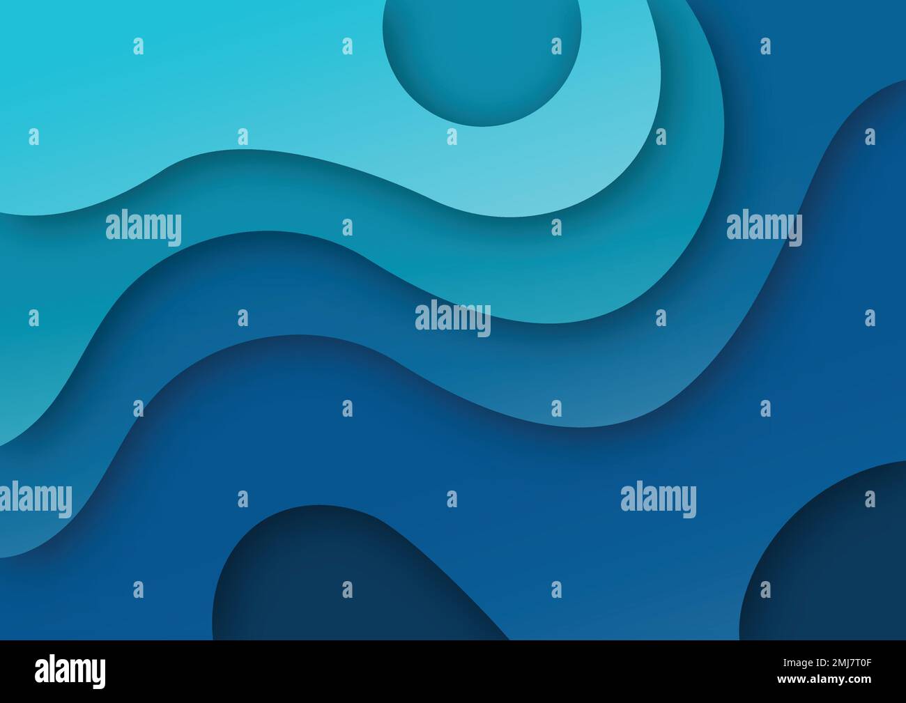 Cover Template A4 Banner mit 3D abstraktem Hintergrund mit blauen, auf Papier geschnittenen Wellen. Kontrastfarben. Vektordesign-Layout für Präsentationen, Flyer, Post Stock Vektor