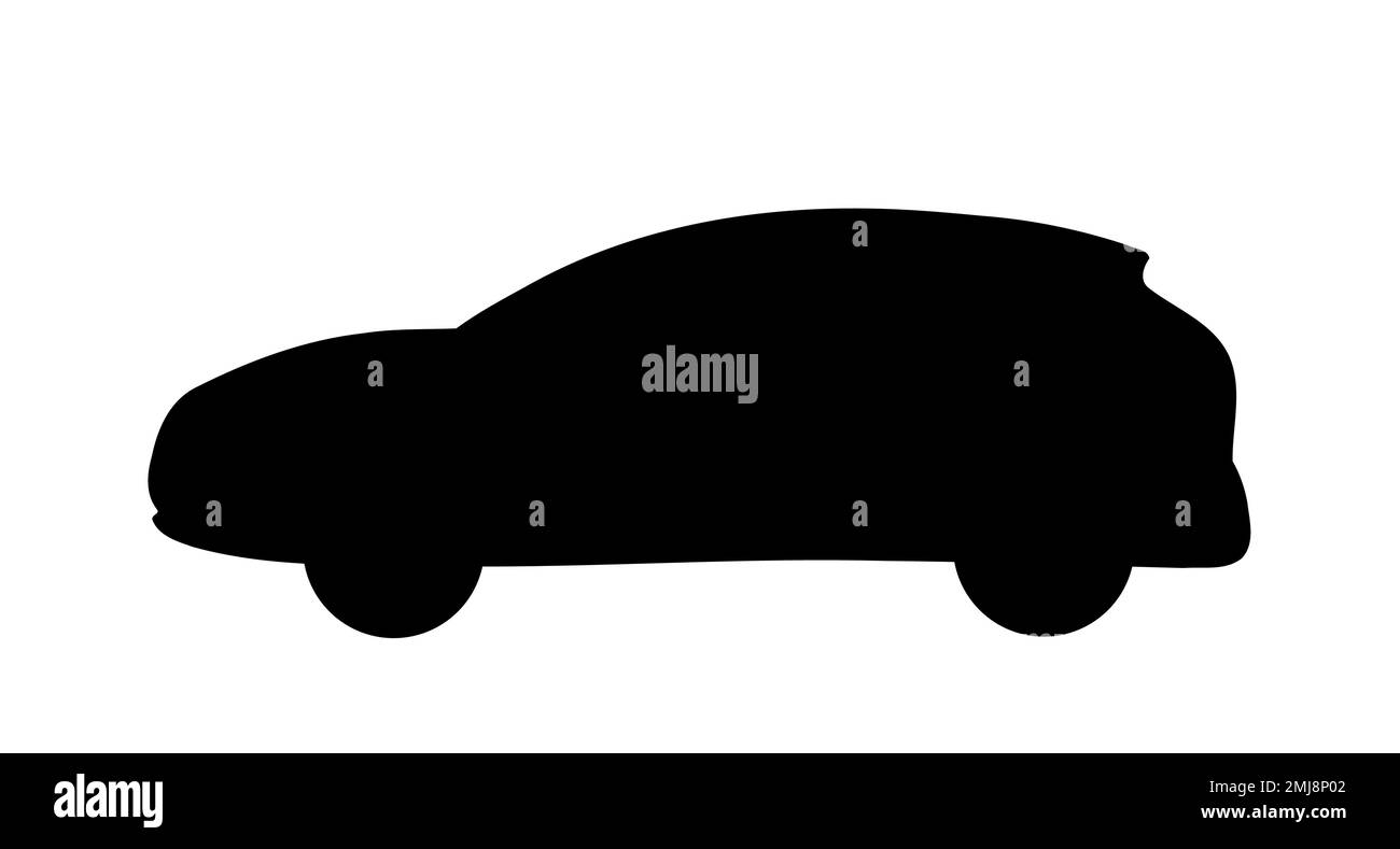 Generische Silhouette für Kompakt-SUV. Schwarzer isolierter Silhouettenvektor des Fahrzeugs. Stock Vektor