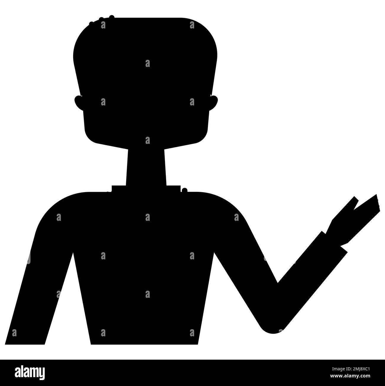 Schwarze Silhouette eines Cartoon-Indianers, der mit dem Finger auf die Seite zeigt und in die Kamera schaut. Stock Vektor