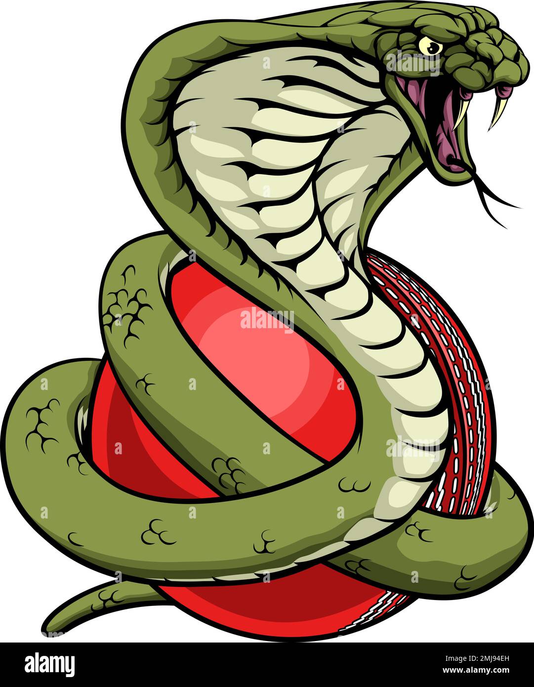 Kobra Schlangen-Cricket-Ball-Tiersport-Maskottchen Stock Vektor