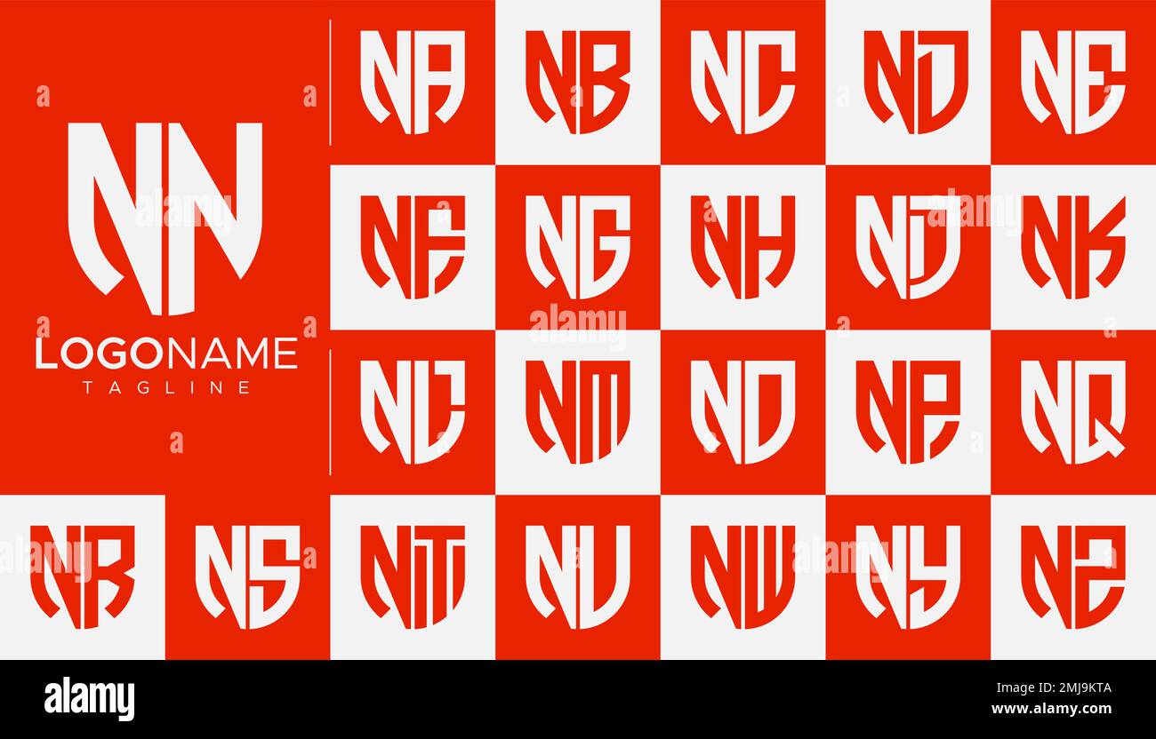 Logo mit N-Buchstaben in Abschirmungsform. Ressourcen-Set für N Letter-Logo. Stock Vektor