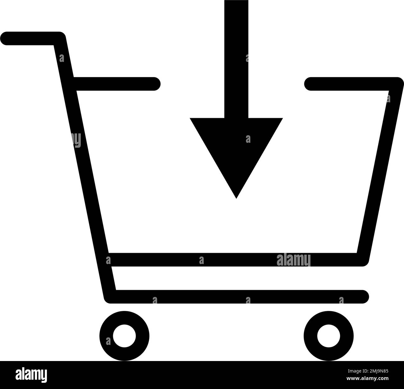 Symbol „Kauf“. Pfeil für Warenkorb und Artikel hinzufügen. Bearbeitbarer Vektor. Stock Vektor