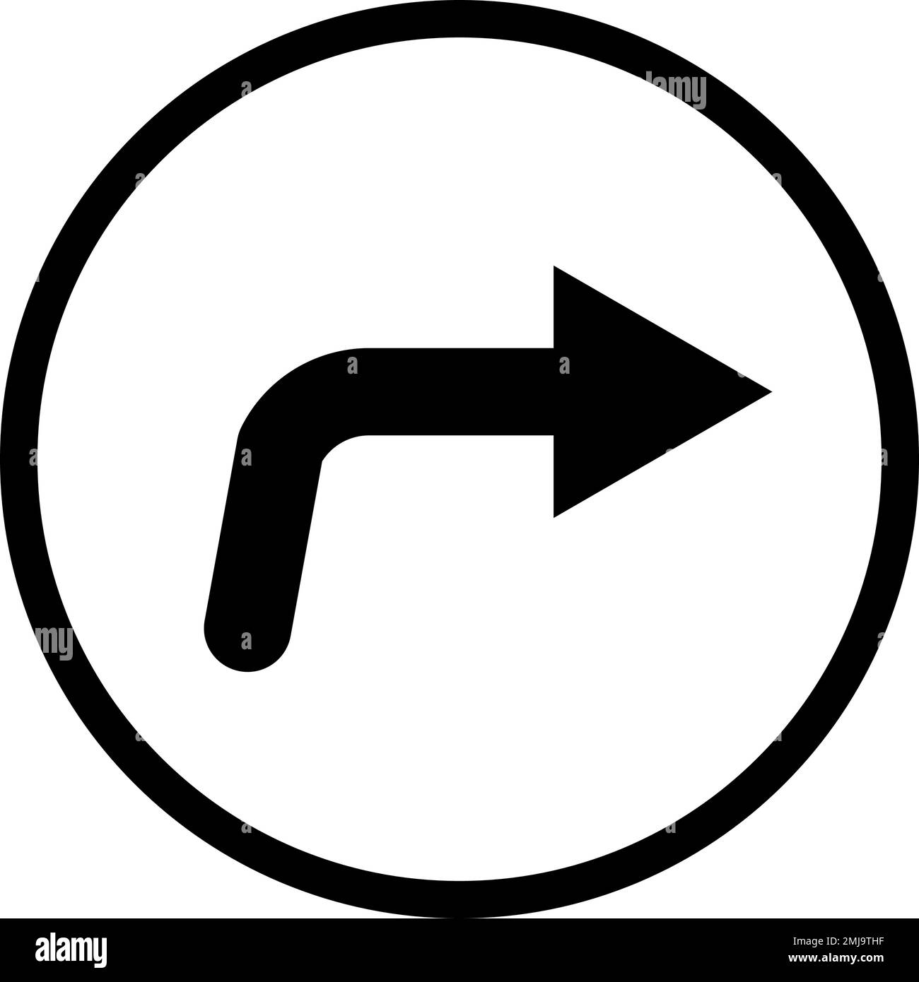 Pfeilsymbol für Rechtsabbiegung. Bearbeitbarer Vektor. Stock Vektor