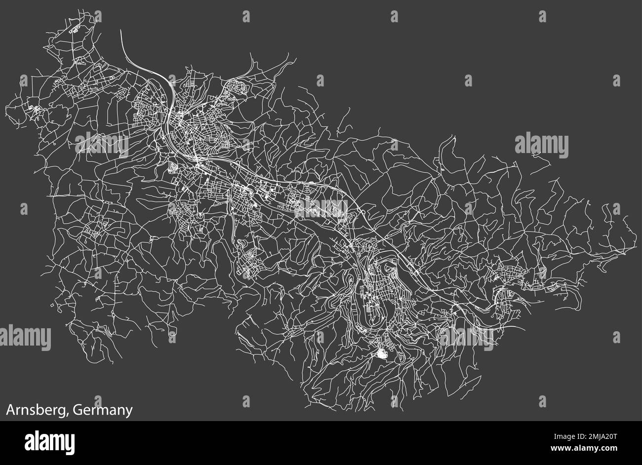 Straßenkarte VON ARNSBERG, DEUTSCHLAND Stock Vektor