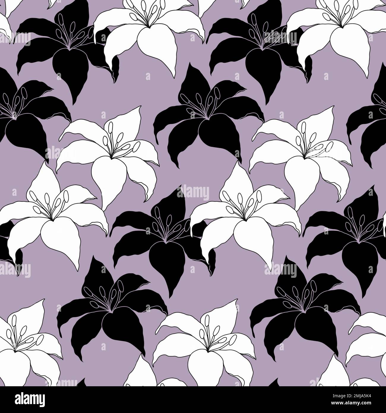 Lilly-Blütenkopf für Textildesign, nahtloses Muster für Tapete oder Stoff Stock Vektor