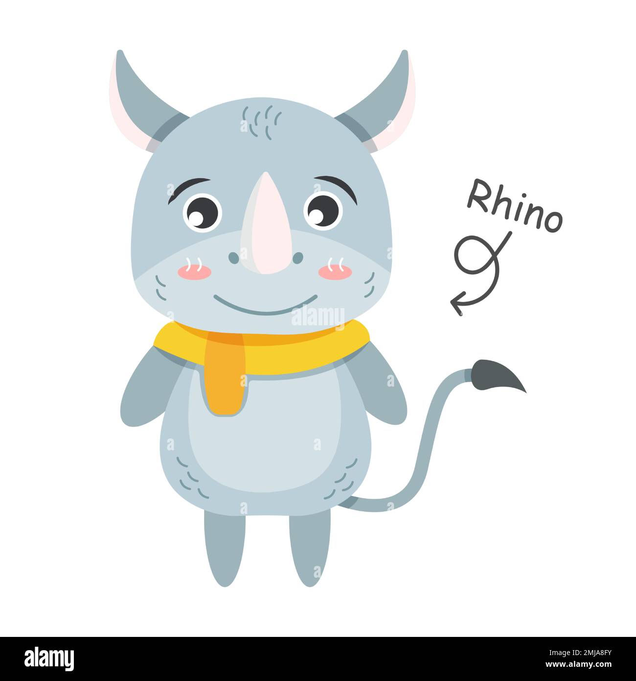 Rhinoceros-Cartoon-Figuren mit Kleidung. Vector . Stock Vektor