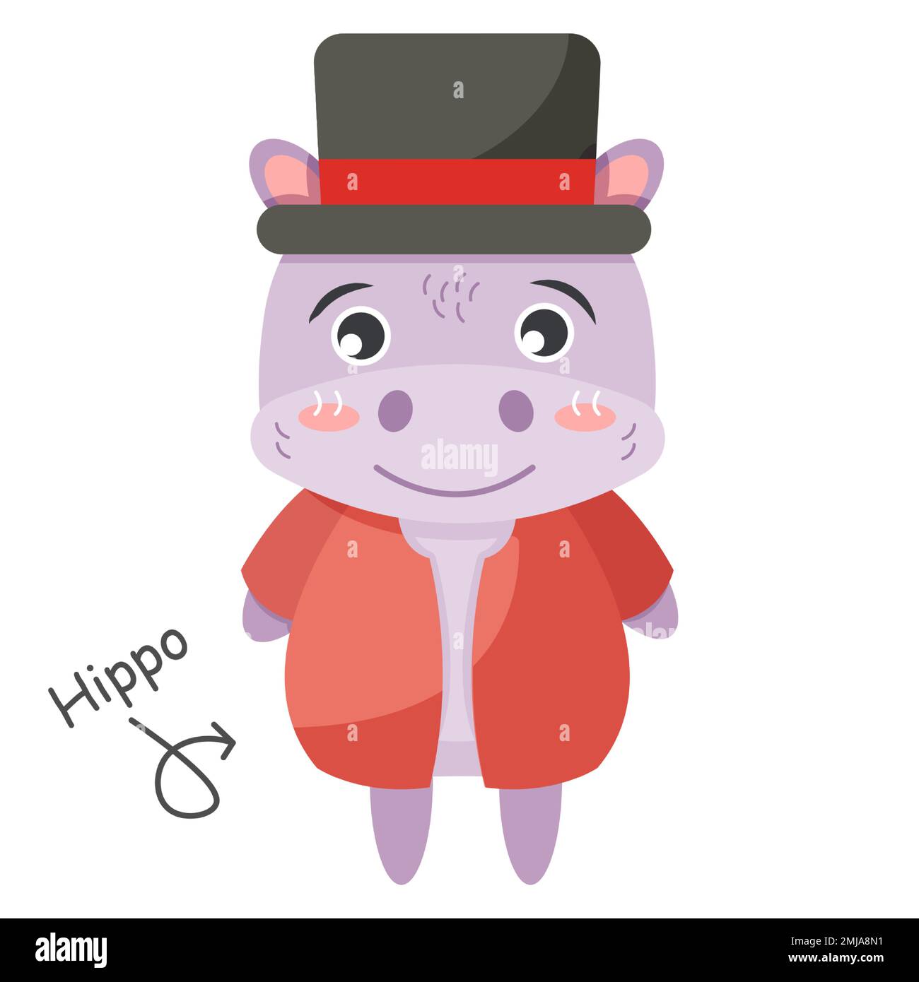 Hippopotamus-Cartoon-Figuren mit Kleidung. Vector . Stock Vektor