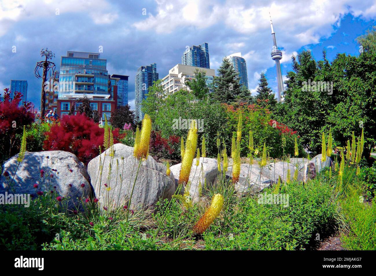 Die Skyline von Toronto mit Gebäuden und Garten im urbanen Stil Stockfoto