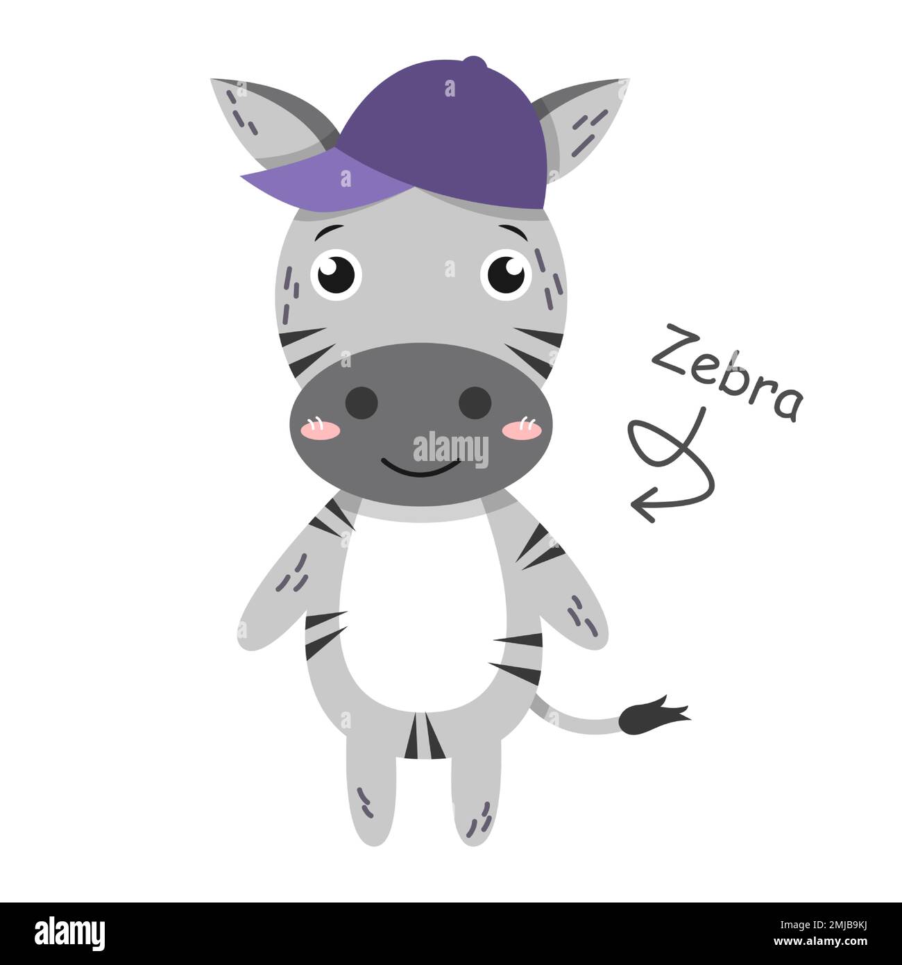 Zebra-Cartoon-Figuren mit Kleidung. Vector . Stock Vektor