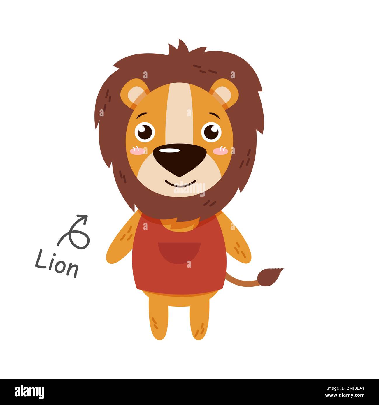Die Zeichentrickfiguren der Löwen mit Kleidung. Vector . Stock Vektor